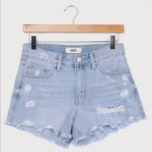 Lulus Light Wash Distressed High Rise Denim Shorts